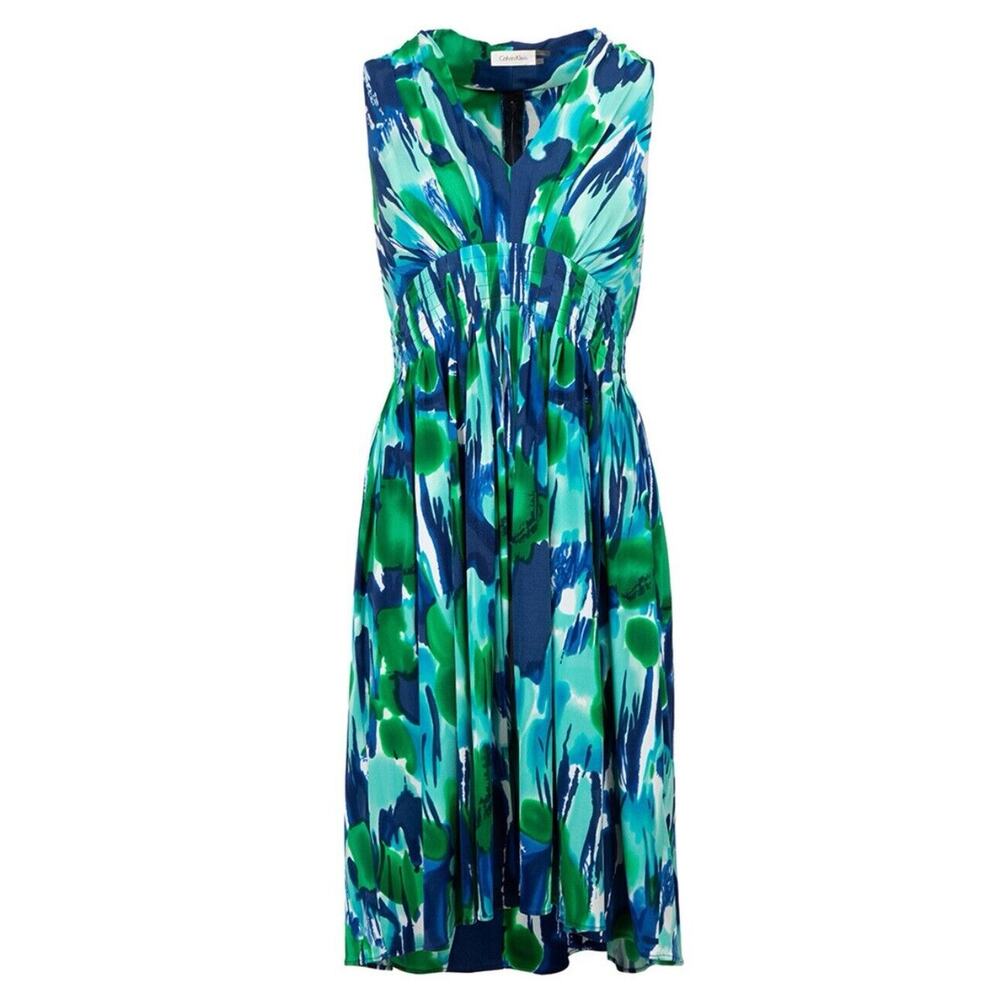 Blue and Green Sleeveless Dress